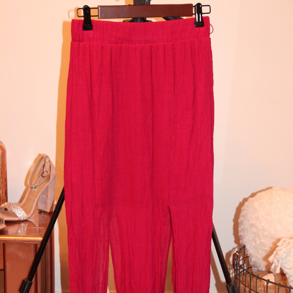 Pink Slit Maxi Skirt